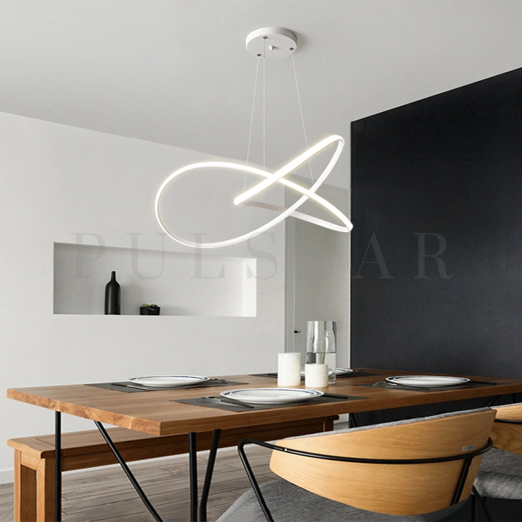 Светильники над обеденной зоной: светодиодная люстра фото Светильник над обеденным столом: подвесная модель с регулируемым подвесом в интерьере кухни