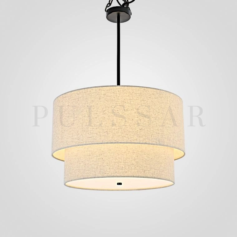 Потолочная люстра в классическом стиле — компактная модель с текстильным абажуром для низких потолков