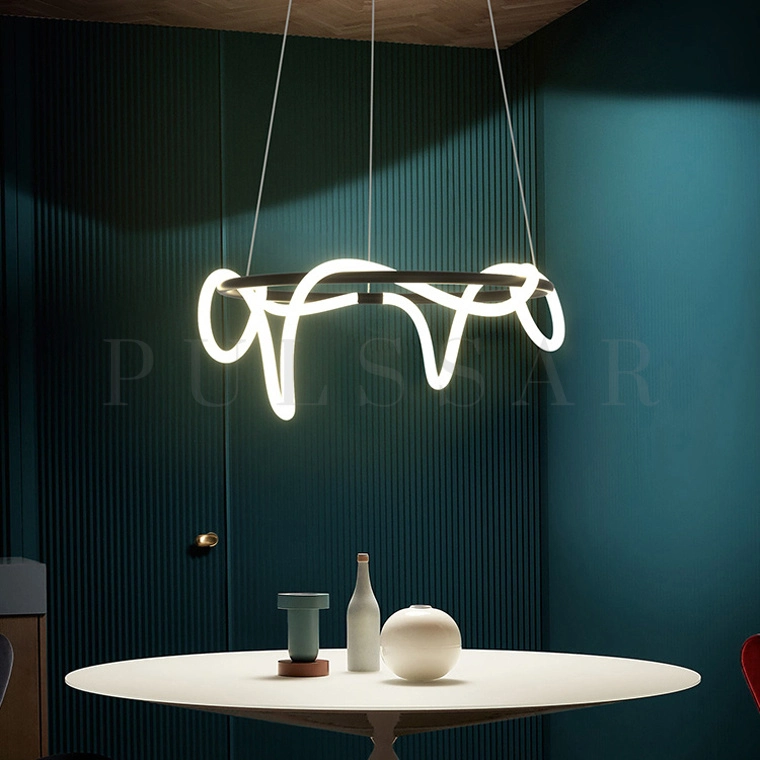 Люстра в интерьере кухни — модель с гибким led шнуром для небольшой кухни