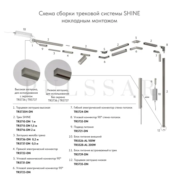 Торцевая заглушка для трека SHINE BASE TR5735-DN
