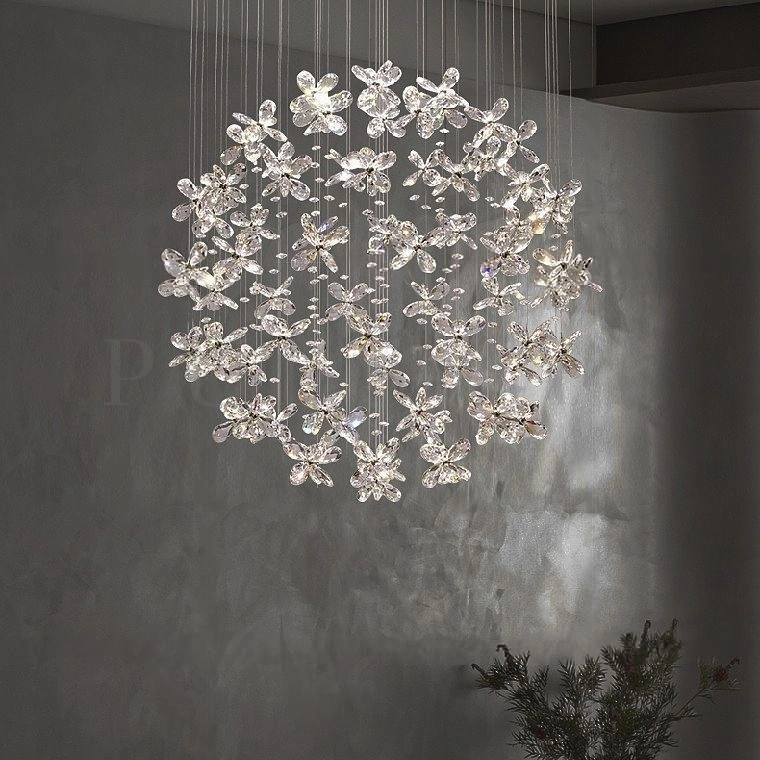 Люстра Chara Ball из хрусталя - современный дизайн и гарантированное качество Подвесная хрустальная люстра Chara Ball с подвесками в виде цветов