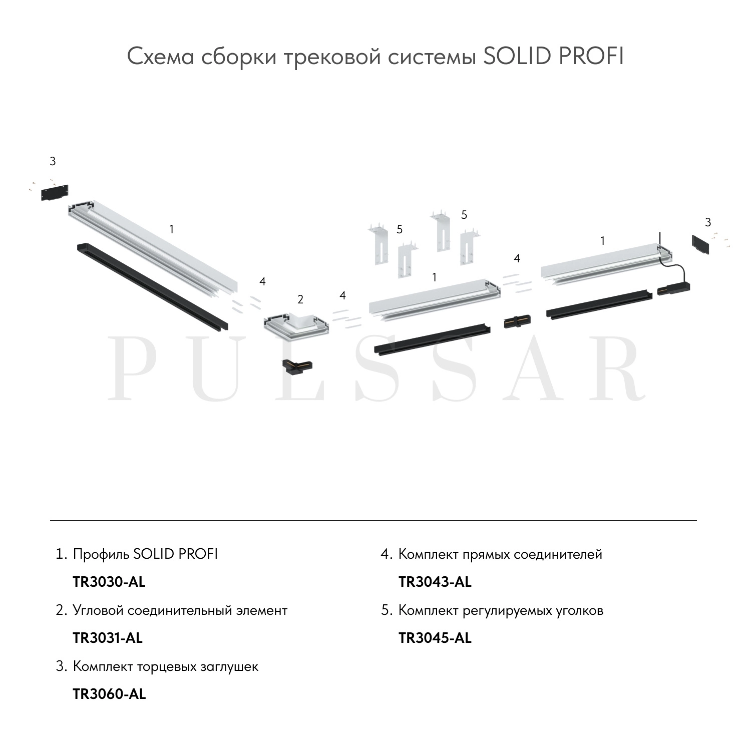 Уголок регулируемый для закладных профилей Denkirs TR3045-AL