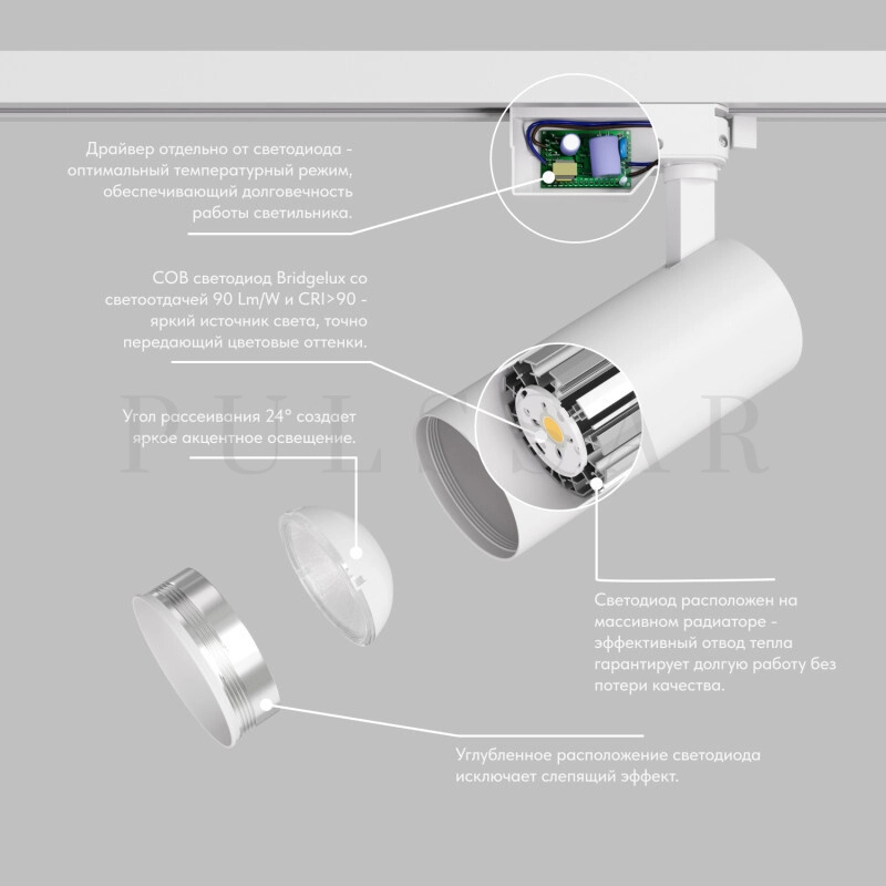 Трековый светильник SOLID KOPER DK6451-WH